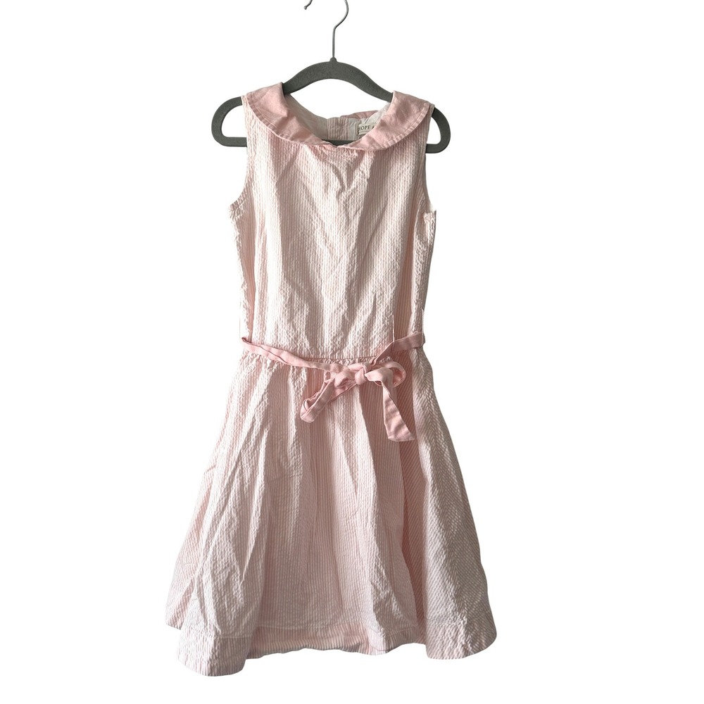 Hope & Henry Girls Pink Seersucker Organic Cotton Peter Pan Collar Dress Size 7